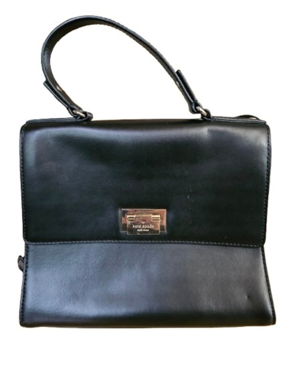 Kate Spade Black Leather Convertible Crossbody Bag Structured Satchel‎